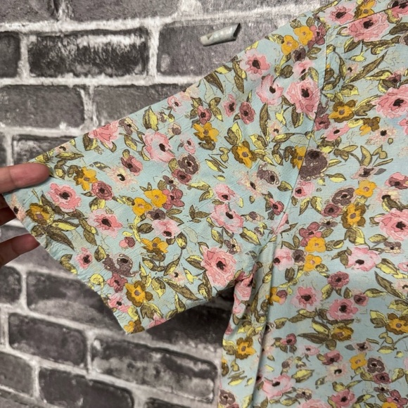 SOMETHING NAVY Easy Woven Top In Teal Romantic blouse button front shirt - Picture 4 of 9